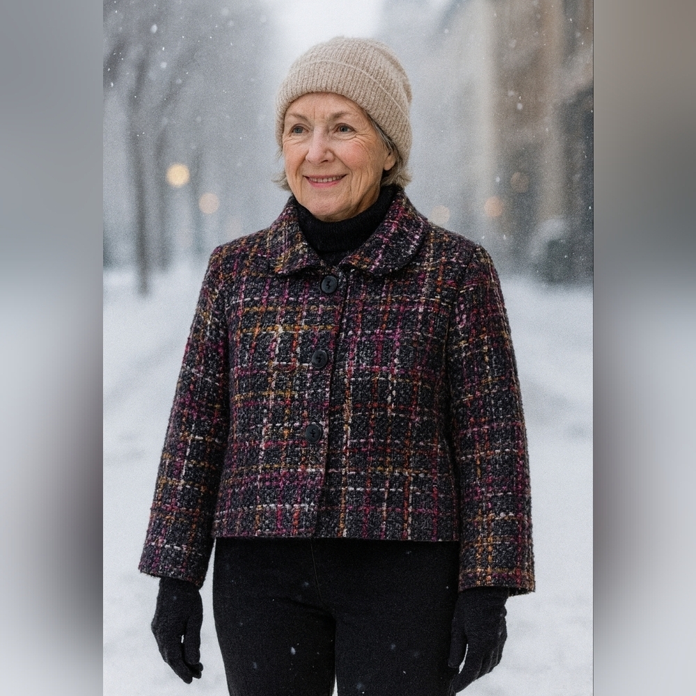 Dialogue Cropped Wool Blend Swing Style Jacket  sz 24 W